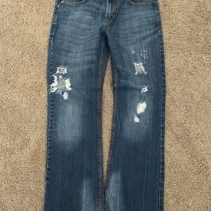 Aeropostale Blue Slim Bootcut Distressed Jeans for Men 30/30